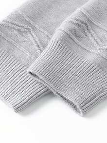 Vintage Cable Knit Cardigan Men's Autumn/Winter Round Neck Zipper Loose Fit 3D Cable Texture Casual Sweater Jacket - Light Grey - View 7