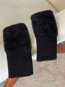 1/2 Pairs Autumn/Winter Half-Finger Knitted Gloves, Suitable For Students, Office And Writing, Warm And Cold-Resistant, Women's Touchscreen Gloves - Multicolor - View 8