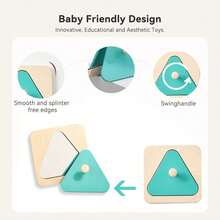 Wooden Geometric Shape Matching Puzzle - Square & Triangle Combination, Mirror Design With Handle, Children's Fine Motor Skills Training Toy, Emotional Cognition Management Game Props, Halloween, Christmas, Thanksgiving, Birthday Gift - Multicolor - View 11