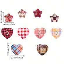 5/10/15pcs Cute Plaid Heart-Shaped Colorful Fridge Magnets, Creative Decorative Magnetic Fridge Stickers, Suitable For Storage Cabinets, Kitchen, Whiteboard, Office, Home Decor And Gifts - Multicolor - View 4