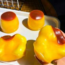 1pc Cute Pudding Squishy Toy, Soft Slow Rebound Stress Relief Squeeze Toy - Yellow - Pudding Handmade Squishy Ball - View 3