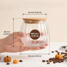 2/4/6 hũ thủy tinh trong suốt gợn sóng tròn 400ml có nắp, hộp đựng thủy tinh đa năng cho nhà bếp, hũ đựng kẹo Giáng Sinh/Halloween, phù hợp đựng gia vị, trà thảo mộc, hạt cà phê, hạt khô và thực phẩm khô, đồ dùng sắp xếp nhà bếp, phù hợp cho ngày lễ và làm quà cưới - Xem 3
