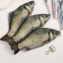1pc Creative Realistic Carp Zipper Pencil Case, Pencil Box, Makeup Bag, Fun Student Stationery Box, Large Capacity Novelty Stationery Bag, Party Gag Accessory, Suitable For Student Campus Daily Use, Desk Storage, Learning Supplies, Pencil Pouch, Back To School Season Gift - Black - View 6