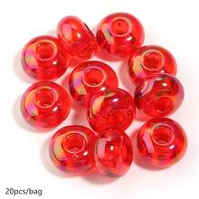 20pcs/Pack 14*8mm Acrylic Transparent Coated Large Hole Flat Beads DIY Phone Chain Necklace Keychain Decoration Loose Beads Handicrafts Home Decor Flat Round Beads - Transparent Plated Large Hole Flat Bead - View 14