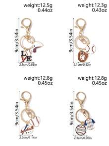 1pc New Fashion Design Exquisite Baseball Glove Clothing Keychain Keyring Letter Baseball Jersey Women's Daily Key Ring Bag Pendant - Multicolor - View 12