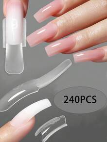 240pcs Double Layer Nail Tips, Natural Color, 15 Sizes, Double Layer Nail Extension Mold, Nail Salon Nail Tools - Multicolor - View 2
