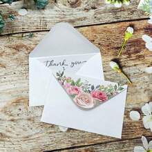 20pcs Vintage Floral Print Kraft Paper Envelope Set, Rustic Flower Pattern Greeting Cards Envelopes For Thank You Notes Wedding Invitation Birthday Party DIY Craft Stationery Supplies - View 5