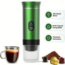 1pc Portable Capsule Coffee Machine, LED Display, Electric Coffee Maker, Self-Heating Function, Suitable For Ground Coffee And Capsules, Ideal For Camping, Travel, Office, Coffee Lovers, Holiday Gift - Multicolor - View 11