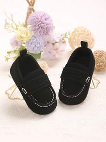 Newborn Shoes Classic Leather Soft Sole Anti-Slip Toddler Walking Shoes, Suitable For Boys And Girls - Black - View 1