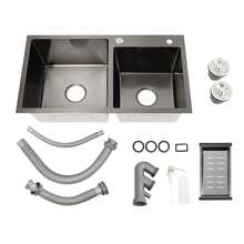 Oil‑Resistant Nano‑Coating Kitchen Sink Complete Kit, Leak‑Proof Sealing Rings Easy‑Clean Rounded Corner Double Bowl Sink - B - View 9
