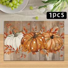 1/4/6pcs Autumn Series Wooden Pumpkin Pattern Printed Placemats, Heat Resistant Table Mats For Home Kitchen/Dining Table Protection, Party Scene Decor - Multicolor - View 15