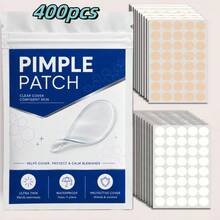 400 Buah Plester Wajah Hidrokoloid dengan Ujung Meruncing, 2 Warna Nude & Bening, Stiker Tipis Tak Terlihat, untuk Penggunaan Sehari-hari - Bulat - View 2