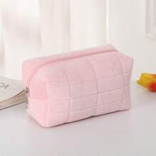 Soft Plaid Makeup Bag, Large Capacity, Japanese Minimalist Travel Cosmetic Organizer With Zipper, Odorless Quilted Pillow Bag, Suitable For Women And Students, Multi-Functional Storage Bag For Brushes And Toiletries, Gift Choice, 4 Colors Available - Multicolor - View 17