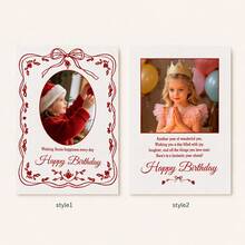 Custom Photo Greeting Card With Text, Personalized Birthday Celebration Card, Elegant Bow Frame Style, Customized Picture Keepsake, Customizable Message Card, Party Table Decor, Birthday Gift, Anniversary Gift, Holiday Greeting Card, Christmas Gifts - Style C - View 3