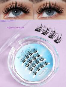 Segmented Magnetic Design Thick & Voluminous Curly Lashes, Easy To Wear With Transparent Storage Box - View 1