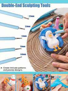 9Pcs Silicone Clay Sculpting Tools, Double-Ended Tools, Rubber Handle Ball Stylus, DIY Silicone And Ceramic Clay Indentation Tools, Ceramic Clay Ball Stylus Dotting Tools, Suitable For Shaping, And Pottery Embossing Tools - Multicolor - View 5