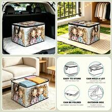 Multi-Size Multi-Pattern Cartoon Print Foldable Storage Box With Zipper Handle, Upgraded Fabric Large Capacity Organizer Bin For Wardrobe, Dorm, Underbed, Clothes, Bedding, Toys, Miscellaneous Items, Home Moving And Organization - Multi-color - View 7