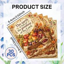 30pcs Vintage Thanksgiving Scripture Cards, Inspirational Thanksgiving Gratitude Bible Verse Cards With Pumpkins Pies Turkey Designs, Christian Religious Gift For Family Friends - A - View 2