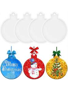 10pcs/5pcs/1pc Christmas Silicone Molds, DIY Round Christmas Decoration Resin Molds, Transparent Silicone Casting Molds, Silicone Molds For Candle Making Suitable For Christmas Tree Ornaments, Crafts, Gifts, Round Pendant Molds For Keychain Decorations, DIY Epoxy Resin Casting Air Dry Polymer Clay Plaster Jewelry Making - Mold - View 3
