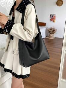 2026 New Large Capacity Pleated High-End Fashion Luxury Versatile One Shoulder Handbag With Detachable Small Pouch - Black - View 2