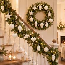 10Pcs Flocked Ornaments For Christmas Tree Holiday Hanging Decorations - White - View 5