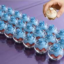 80/40/30/20/10/1pc Transparent Round Dessert Cups, Thickened Pudding Cups, Suitable For Desserts, Ice Cream, Yogurt, Mousse, Jelly, Home Baking Containers, Party, Birthday, Banquet, Afternoon Tea, Gathering, Snack Portioning Small Cups - Clear - View 2