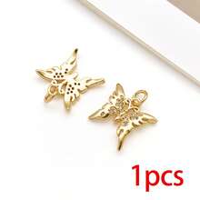1pc 18K Golden Plated Insect Pendants Crystal Paved Dragonfly Bee Butterfly Enamel Charms For DIY Bracelet Necklace Jewelry Making Findings - Multicolor - View 14