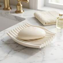 1pc Modern Wavy Soap Dish Creative Geometric Soap Tray Minimalist Bathroom Sink Soft Decor Kitchen Sponge Scrubber Organizer Home Decor Practical Creative Gift For Besties Couples Newly Housewarming - A - View 2