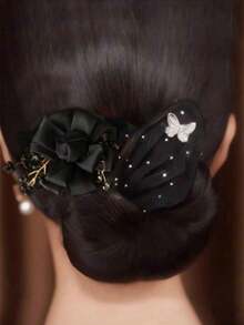 1-Piece Women's Rhinestone Pearl Fishtail Hair Bun Maker Elegant High Ponytail Bun Decoration Hair Styling Tool Fashion Decorative Hair Accessory - Multicolor - View 7