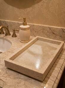 Cirelle Bathroom Tray Set, Vanity Tray, Soap Dispenser Tray, Bathroom Accessory Tray, Bathtub Tray, Bathroom Sink Tray, Bathroom Decor Storage Tray - Grey - View 2