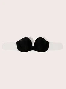 Lignisse Strapless Bra With Clear Straps Push Up Invisible Backless Self-Adhesive Seamless Wireless Lift Gathering Plunge Bra Women Intimates Accessories - Multicolor - View 9