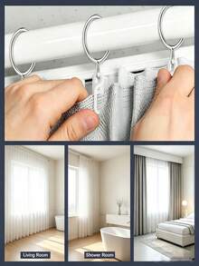 20/10/6pcs Plastic Curtain Rings With Metal Curtain Rod Rings And Detachable S-Shaped Hooks, Multi-Purpose Bathroom Shower Curtain Hooks, Can Hang Towels, Decorations, Keys, Home Storage Hooks - Multicolor - View 3