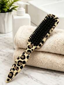 1pc Gold Leopard Print Comb, Unisex Smooth Plastic Hairbrush, Double Ponytail Styling Comb/Beard Brush, Unscented Hairdressing Comb, Edge Control Comb, Wide Tail Design With Wide Pointed Tail Backcomb And Detangling Comb, Convenient For Parting, Styling, Polishing And Smoothing Hair, Creating Smooth Frizz-Free Hairstyle, Suitable For Men And Women, Recommended As Christmas Gift - Multicolor - View 6