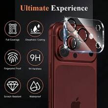 1件適用於Apple 18 Pro Max、18 Pro / 18 Fold 全透明3D鏡頭膜，Apple 18 Fold 一體式鏡頭高畫質保護膜，手機相機鋼化玻璃保護膜，保護貼 - 無色 - 查看 2