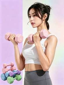 Multi‑Color Dumbbells With Polygon Anti‑Roll Design And Comfortable Grip. Weight Markings Are Clear. Ideal For Home Body Shaping, Arm And Shoulder Workouts, And Home‑Based Strength Training. - Random Color - View 3