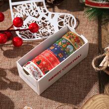 6 Gulungan Set Pita Washi Natal Kreatif Motif Kartun DIY Bahan Renda Stiker Dekoratif untuk Perencana - Set - View 7