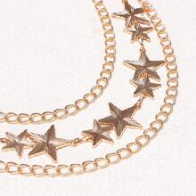 1pc Personalized Starry Double-Layer Metal Pants Chain, Hot Girl Sweet & Cool Style Metal Pants Chain Accessory - Gold - View 9