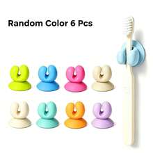 10/6/4/1pc Mini Suction Cup Toothbrush Holders, Random Colors, No-Drill Wall Mount Silicone Toothbrush Storage Clips, Suitable For Mirrors, Tiles, Glass, Dorm & Home Bathroom Storage - Multicolor - View 12