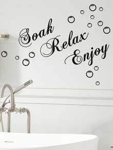 Slogan Graphic Bathtub Sticker, Stickers, Wall Decal, Vinyl Decal For Home Decorations, Spring Decoration Items Refresh Your Home, Festival Decoration Stickers Gifts Birthday Graduation - Solid Color - View 3