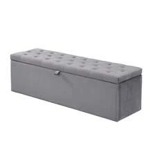 Upholstered Bed,King Size Bed,With Hydraulic Lever, Functional Storage Bed, Rivet Decoration, Without Mattress, Linen - Grey + Velvet - View 7