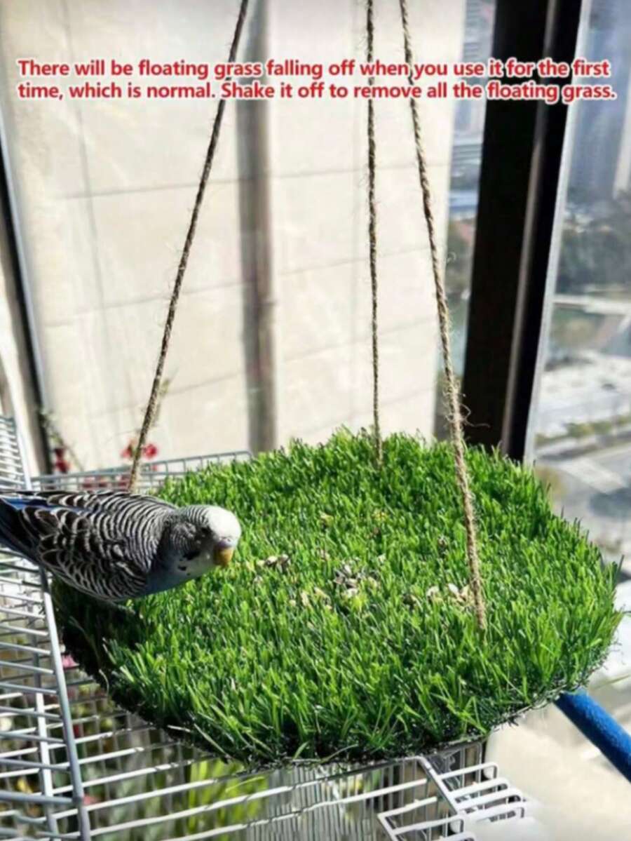 Large Bird Foraging Mat Toy, Natural Bird Grass Hammock Swing Toy With Hook, Climbing Perch Hanging Ornament Toy, Suitable For Parrot, Budgerigar, Xuifeng Parrot, Maned Lion Lizard, Snake - A - View 1
