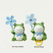 Creative Cartoon Frog Windmill Hanging Ornament, PVC Material (Silicone Strap/No-Trace Sticker) 2 Styles Available, Suitable For Bicycle, Electric Scooter, Motorcycle, Car Interior Decoration Small Accessory - Frog Windmill Toy - View 11