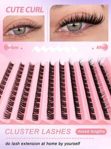 120pcs C-Curl Single Cluster False Eyelashes, Cat Eye Effect, Segmented Single Lash, Pointed Tip, Single Lash Extension - D - View 3