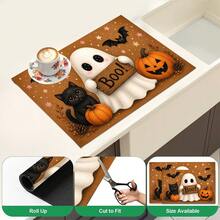 1pc Halloween Ghost Pattern Kitchen Absorbent Drying Mat, Fun Horror Style, Suitable For Halloween, Autumn Kitchen Countertop, Dining Table, Coffee Machine And Party Decoration - Multicolor - View 5