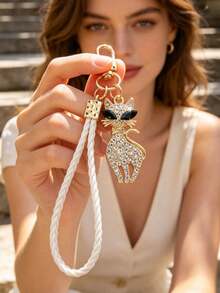 1Pc Eyeglasses Cat High-End Keychain, Bag Hanger, Cat Pendant Keychain, Bag Accessories, Women's Accessories, Gift For Friends - Multicolor - View 4