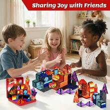 3D DIY Creative Magnetic Tiles, Colorful Theme Children's Magnetic Building Blocks Gift Set, Easily Assemble Multiple 3D Shapes, Early Education Intellectual Development And Hands-On Thinking, Suitable For Parent-Child Interactive Role-Playing Games, Exquisite Gift Box, Suitable For Boys And Girls, Premium Children's Birthday Gift, Holiday Party Gift - Multicolor - View 8