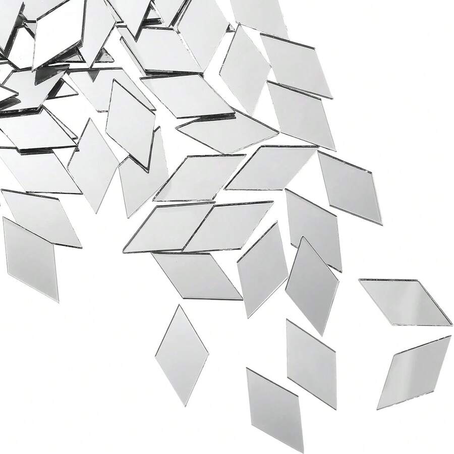 Various Shapes Mirror Mosaic Tiles - Mini Rhombus Glass Mirror, Suitable For DIY Art Wall, Door, Home Decor - 0.1cm Thickness, Mini Size, Perfect For Craft Projects