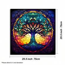 1pc Tree Of Life Stained Glass Tarot Cloth, Colorful Mosaic Altar Tarot Tablecloth, Mystical Spiritual Divination Mat, Boho Home Decor Tapestry For Tarot Reading Ritual - Multicolor - View 9