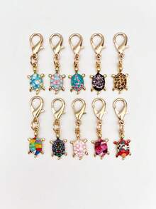 Fashion Mini Set Rhinestone Turtle Keychain Bag Accessory, Premium Turtle Bag Charm, Keychain Pendant, Exquisite Small Shoulder Bag Charm, Phone Charm Car Key Chain And Backpack Charm, School Graduation Gift - Multicolor - View 10