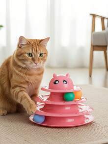 1pc Cat Scratch-And-Play Toy, Cat Toy, Self-Entertaining Cat Spinner Ball, Teething And Chewing Toy, 3-Layer And 4-Layer Toys For Kittens And Young Cats, Cat Teaser, Interactive Cat Training To - Multicolor - View 4